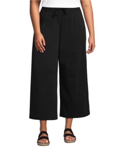 Lands' End Plus Size брюки-кюлоты из спортивного трикотажа с широкими штанинами и эластичным поясом