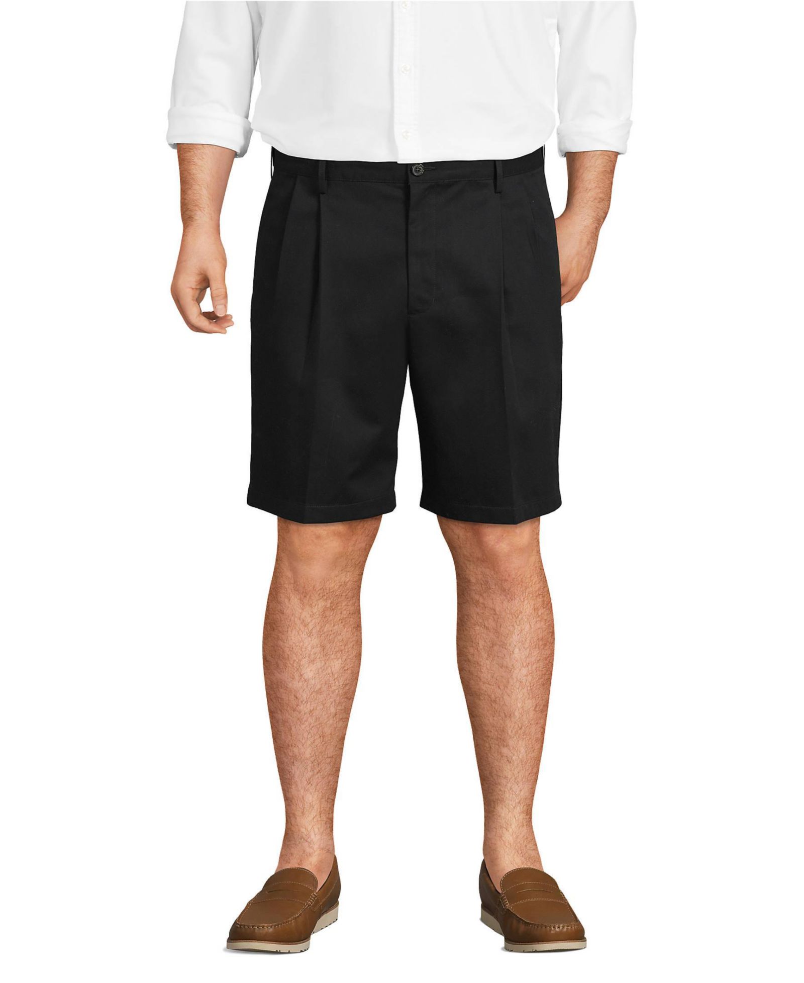 Lands' End Men's No Iron 9" Comfort Waist Pleated Front Chino Short