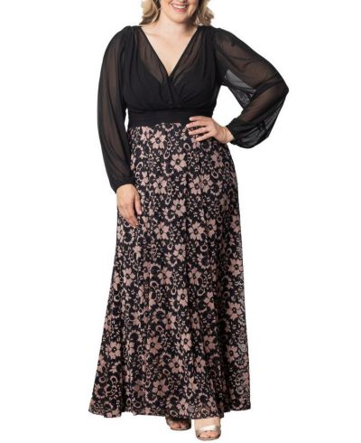 Kiyonna Plus Size Mon Tresor вечернее платье с длинными рукавами из кружева