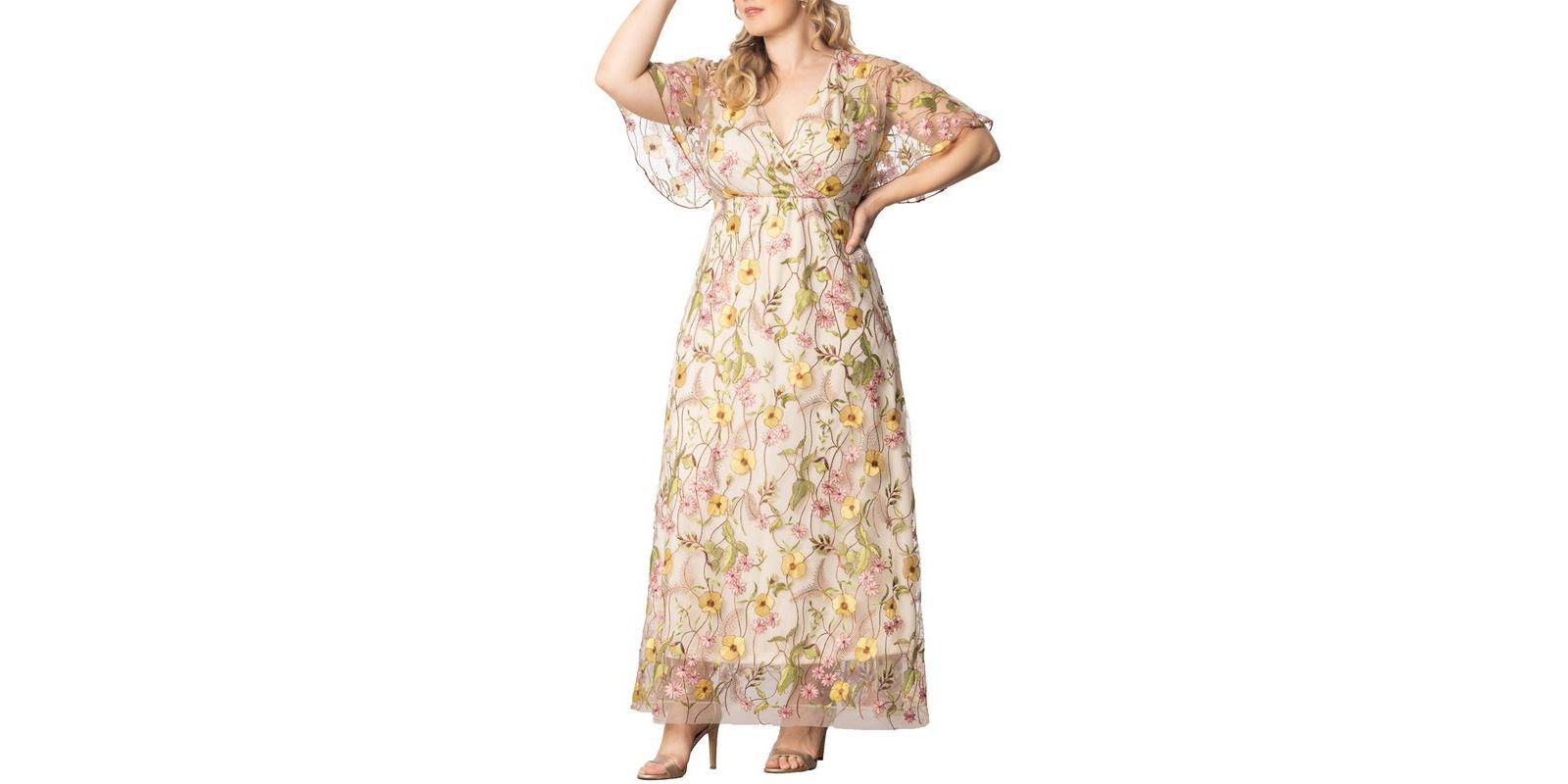 Kiyonna Plus Size Embroidered Elegance Evening Gown