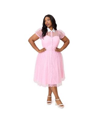 Unique Vintage Plus Size 1950s Short Sleeve Collared Hollie Swing Dress