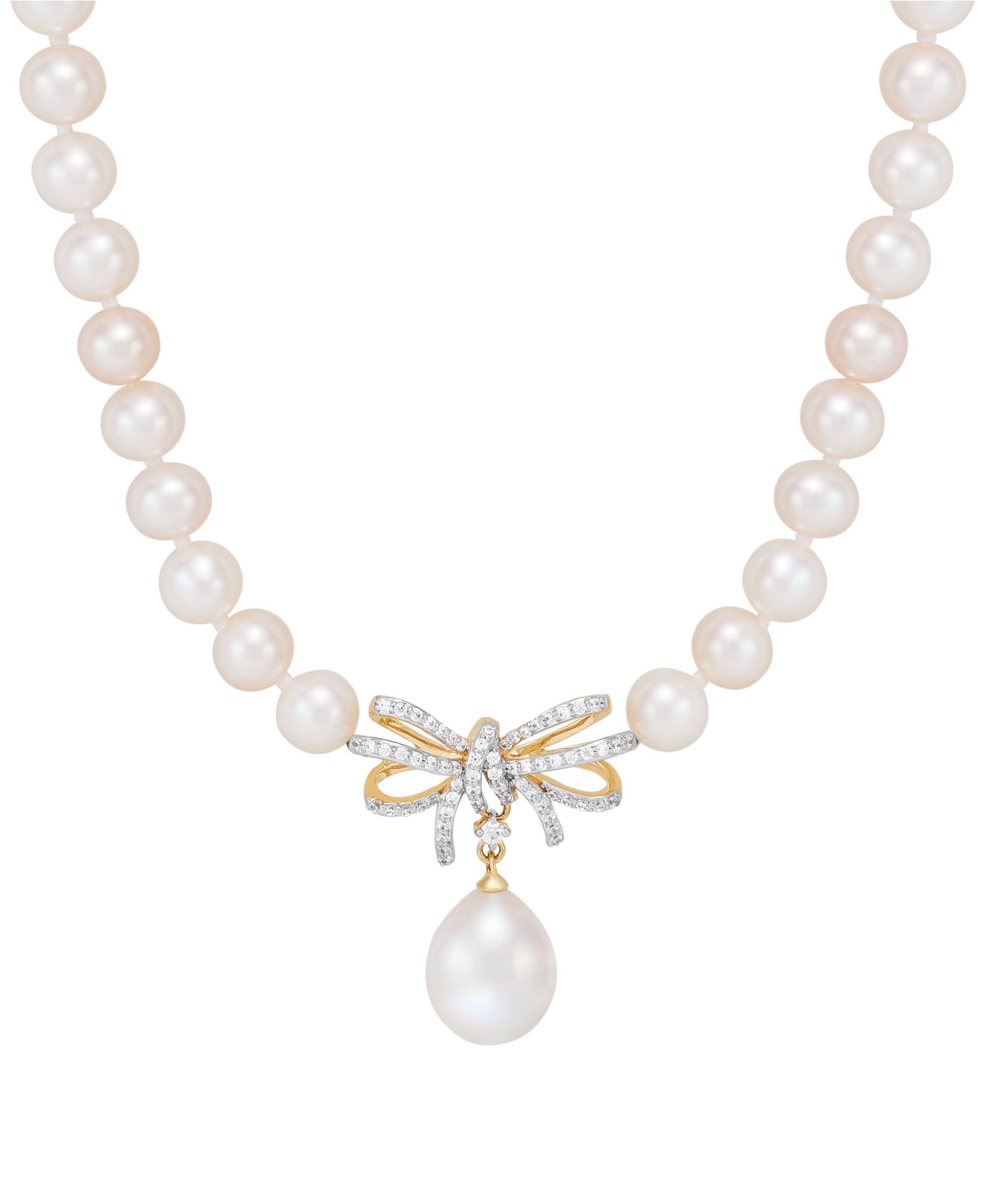 Honora Ожерелье-чокер с жемчугом Freshwater и бриллиантами (1/5 ct. t.w.) в золоте 10k, 17"