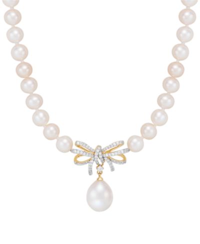 Honora Ожерелье-чокер с жемчугом Freshwater и бриллиантами (1/5 ct. t.w.) в золоте 10k, 17"
