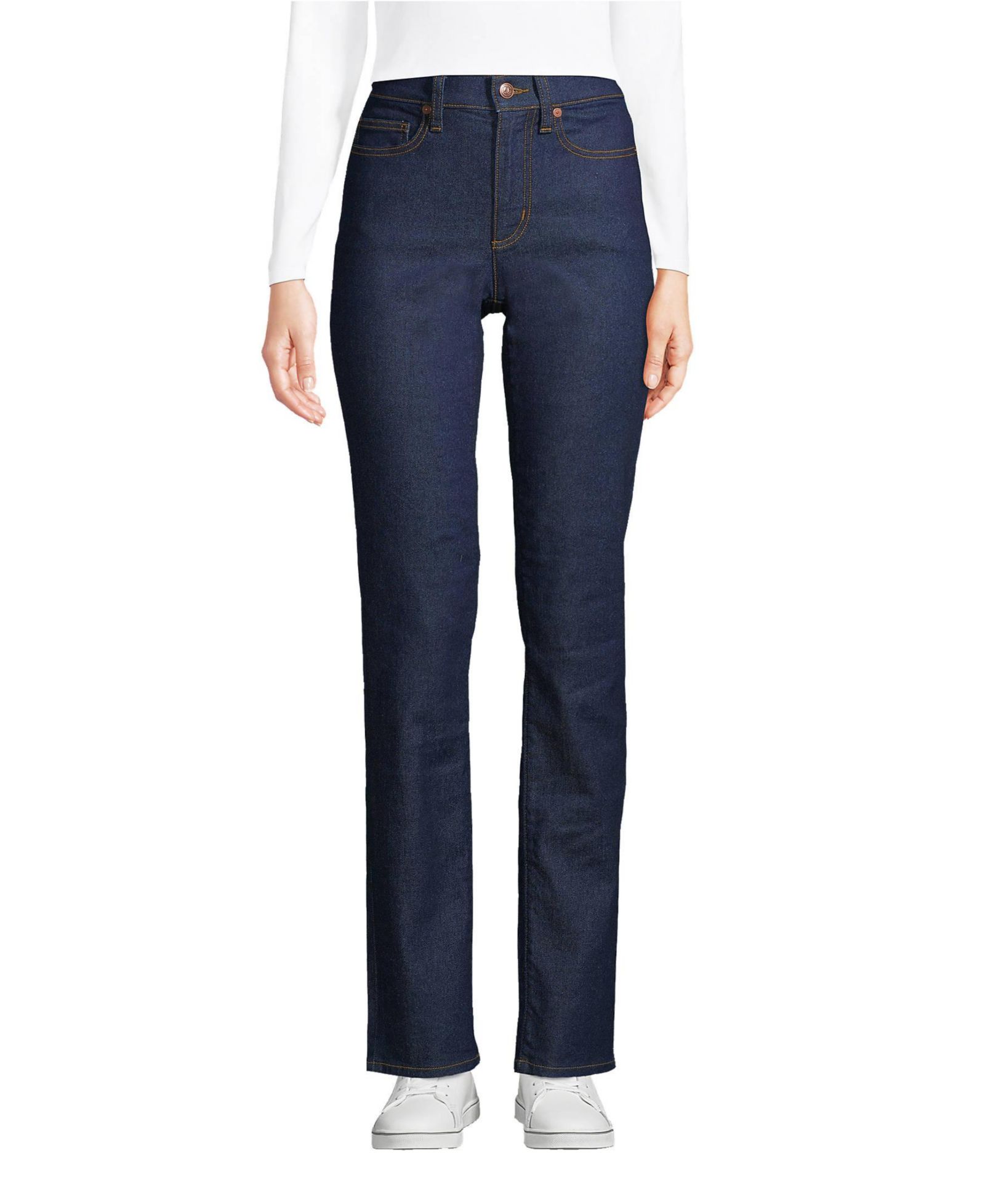 Lands' End Women's Tall Recover High Rise Straight Leg Blue Jeans