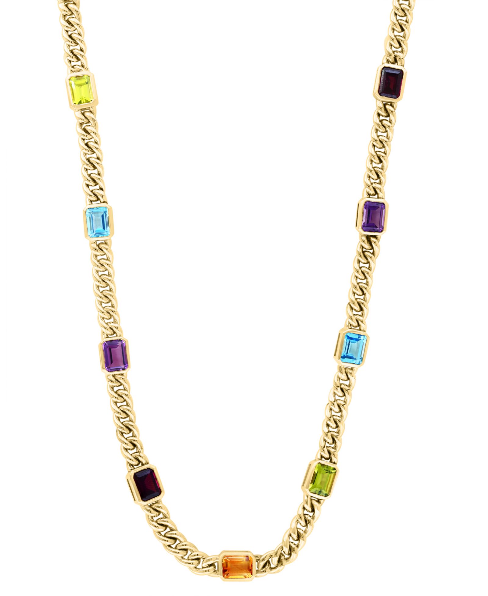 EFFY® Многоцветное колье Cuban Link с изумрудом в огранке Emerald-Cut 18" (23-5/8 ct. t.w.) в позолоченном стерлинговом серебре