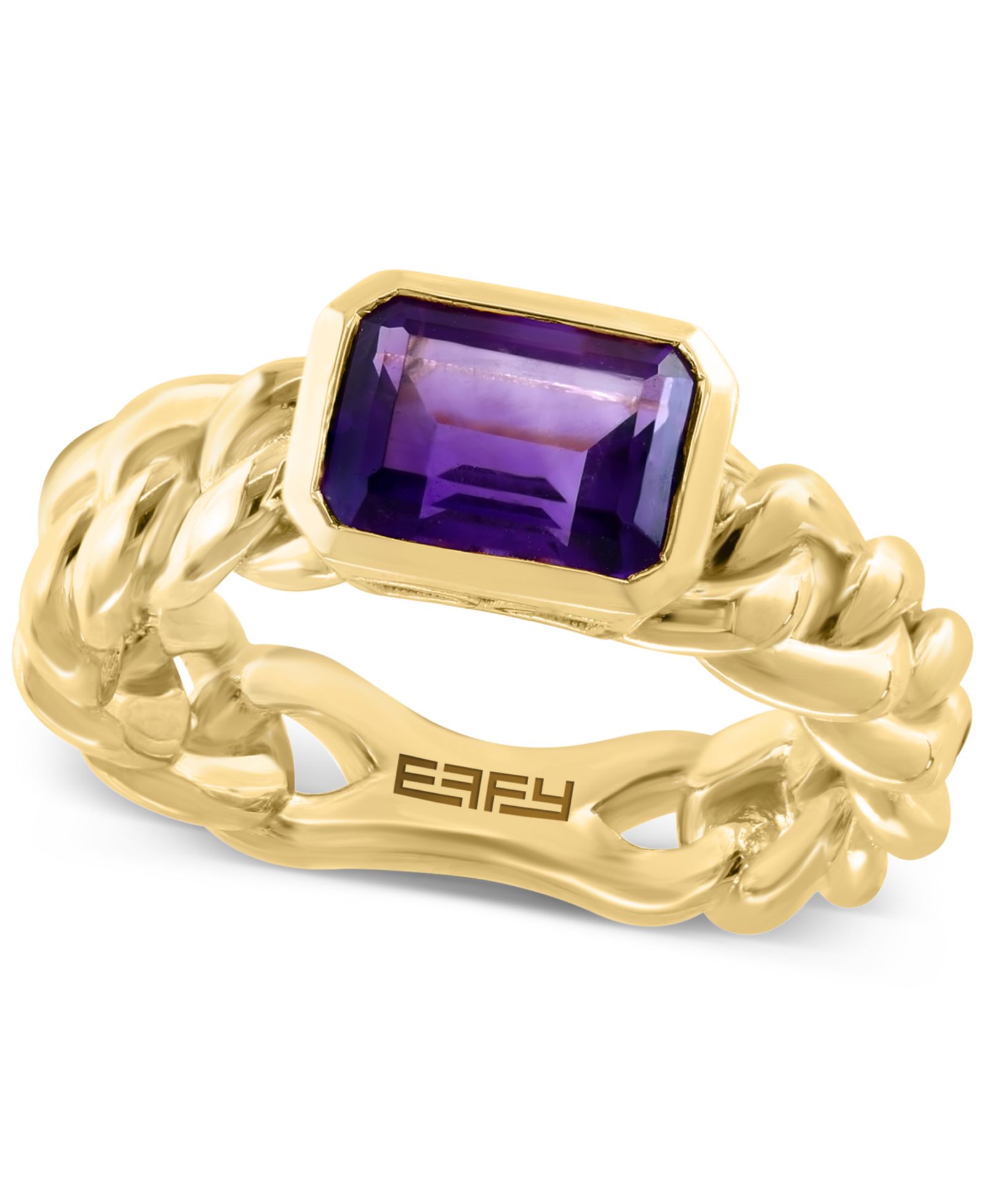 EFFY® Кольцо Amethyst Chain Link Statement в Gold-Plated Sterling Silver