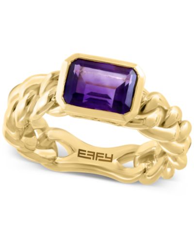 EFFY® Кольцо Amethyst Chain Link Statement в Gold-Plated Sterling Silver