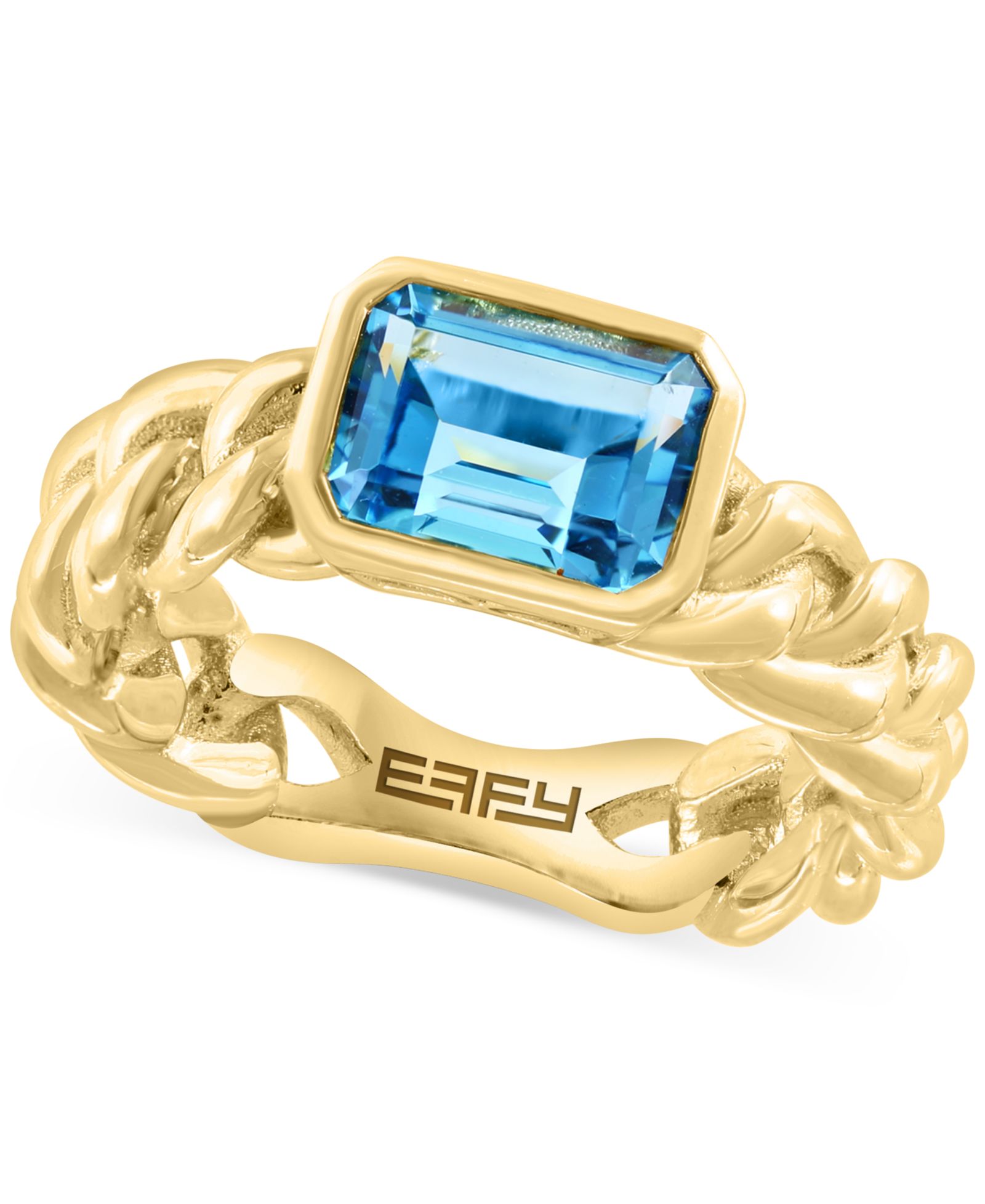 Кольцо EFFY Blue Topaz Chain Link Statement в позолоченном серебре