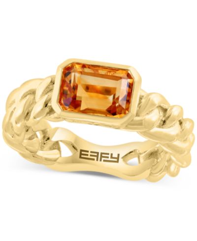 EFFY® Citrine Chain Link Statement Ring (1-1/2 ct. t.w.) in Gold-Plated Sterling Silver
