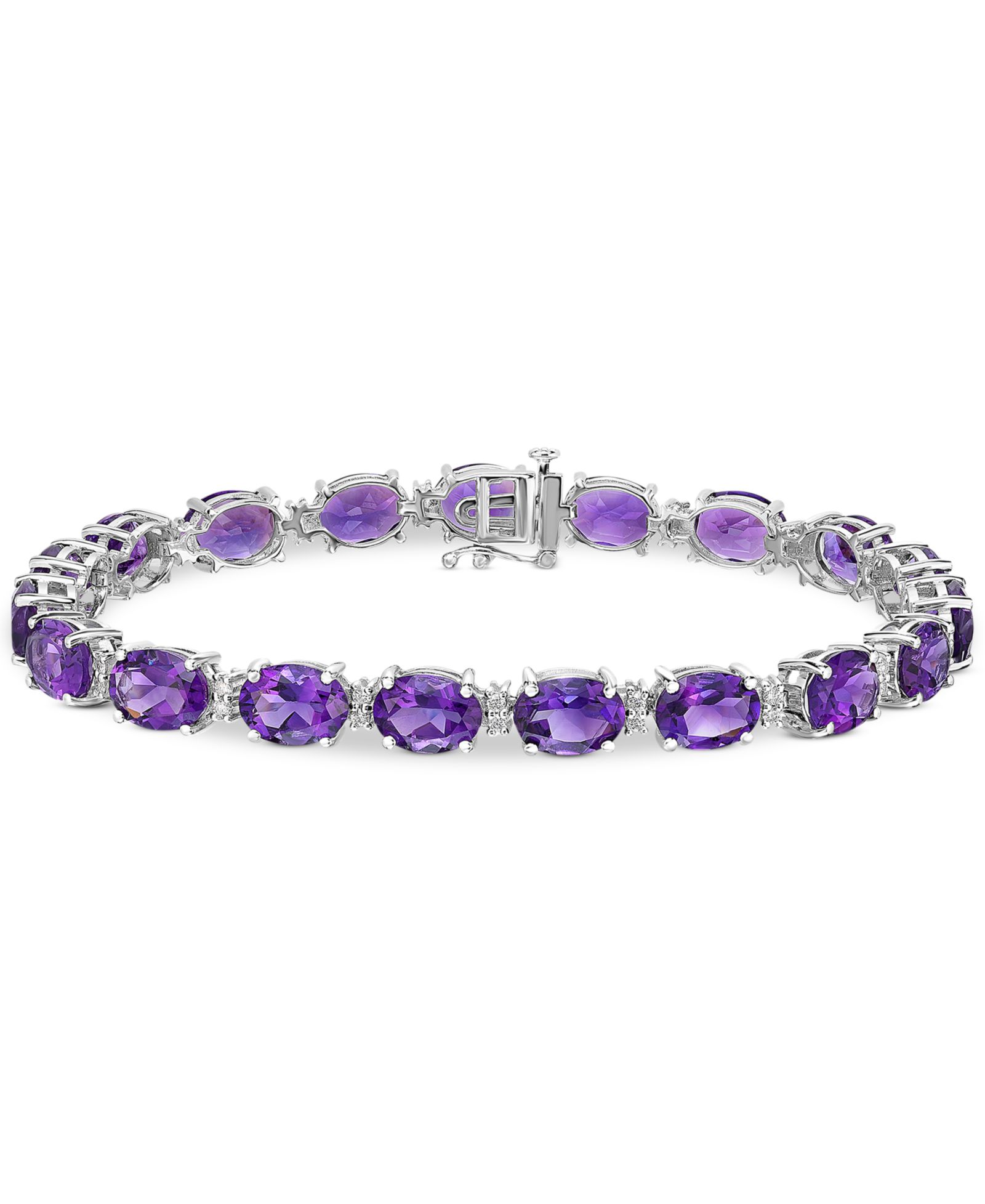 Браслет из стерлингового серебра с гранатом (28 ct. t.w.) и белым топазом (3/8 ct. t.w.) овальным звеном