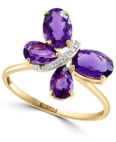 Кольцо-бабочка EFFY® Amethyst (1-3/4 ct. t.w.) & Diamond Accent в 14k Gold