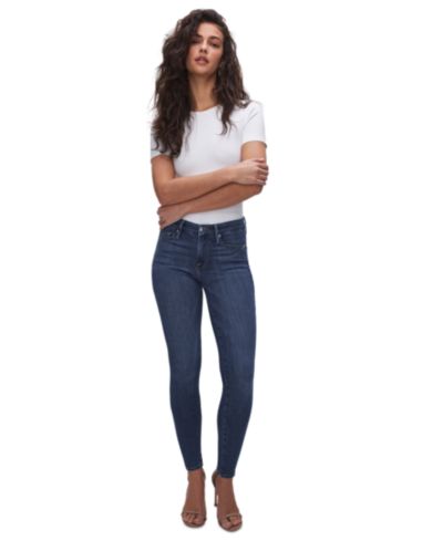 Good American Women's Good Legs Skinny Mid Rise Jeans, Regular & Plus Size
