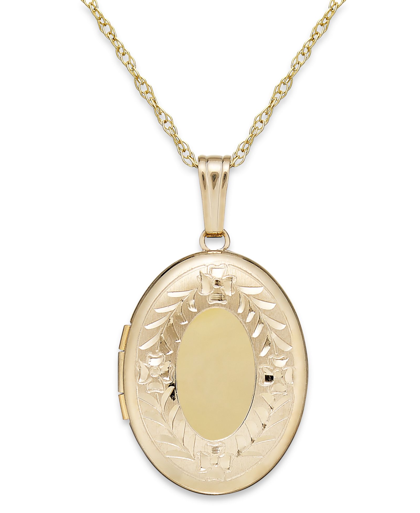 Engraved Oval Locket in 14k Gold