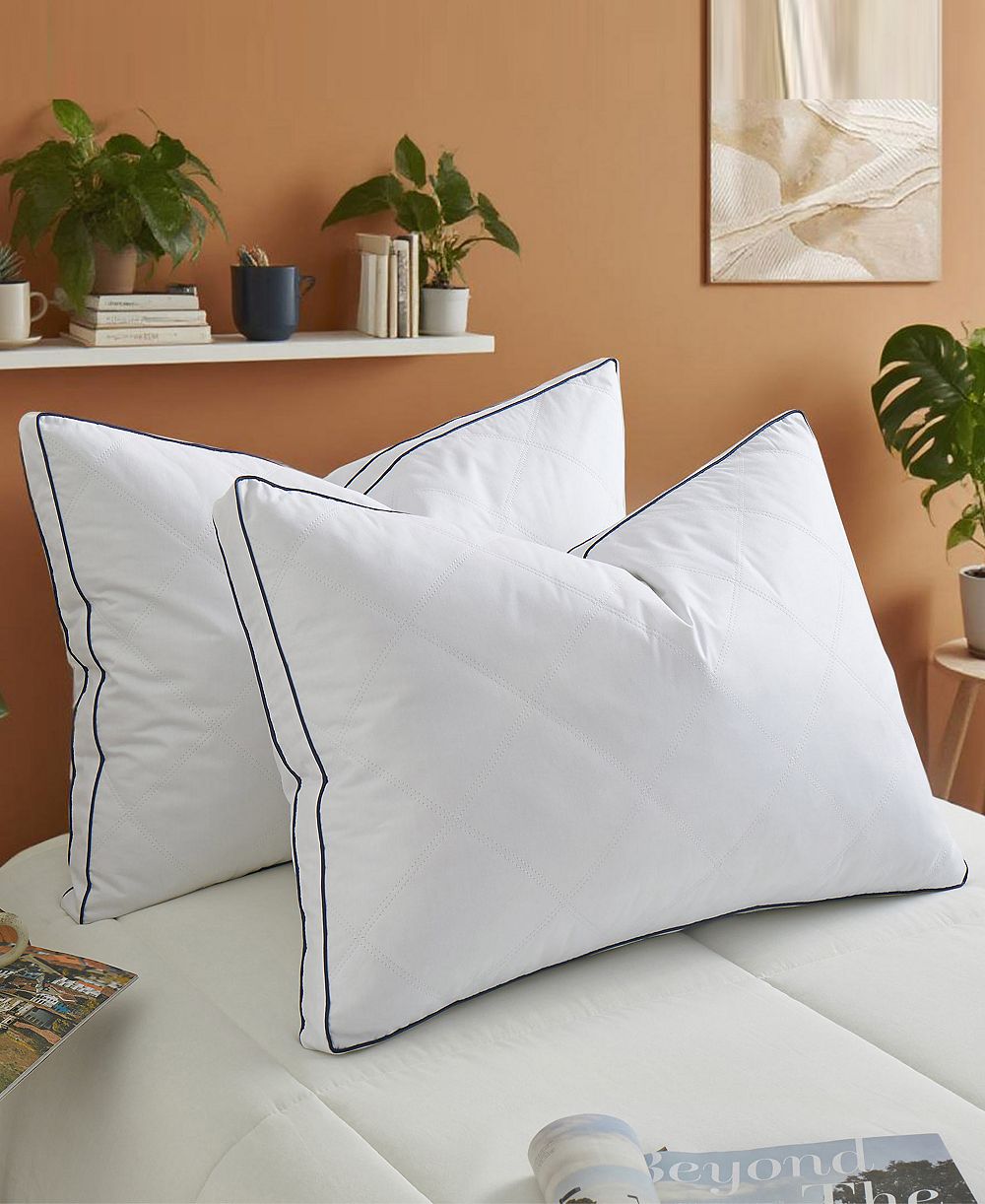 Unikome Goose Down Feather Gusset 2-Pack Pillow, King