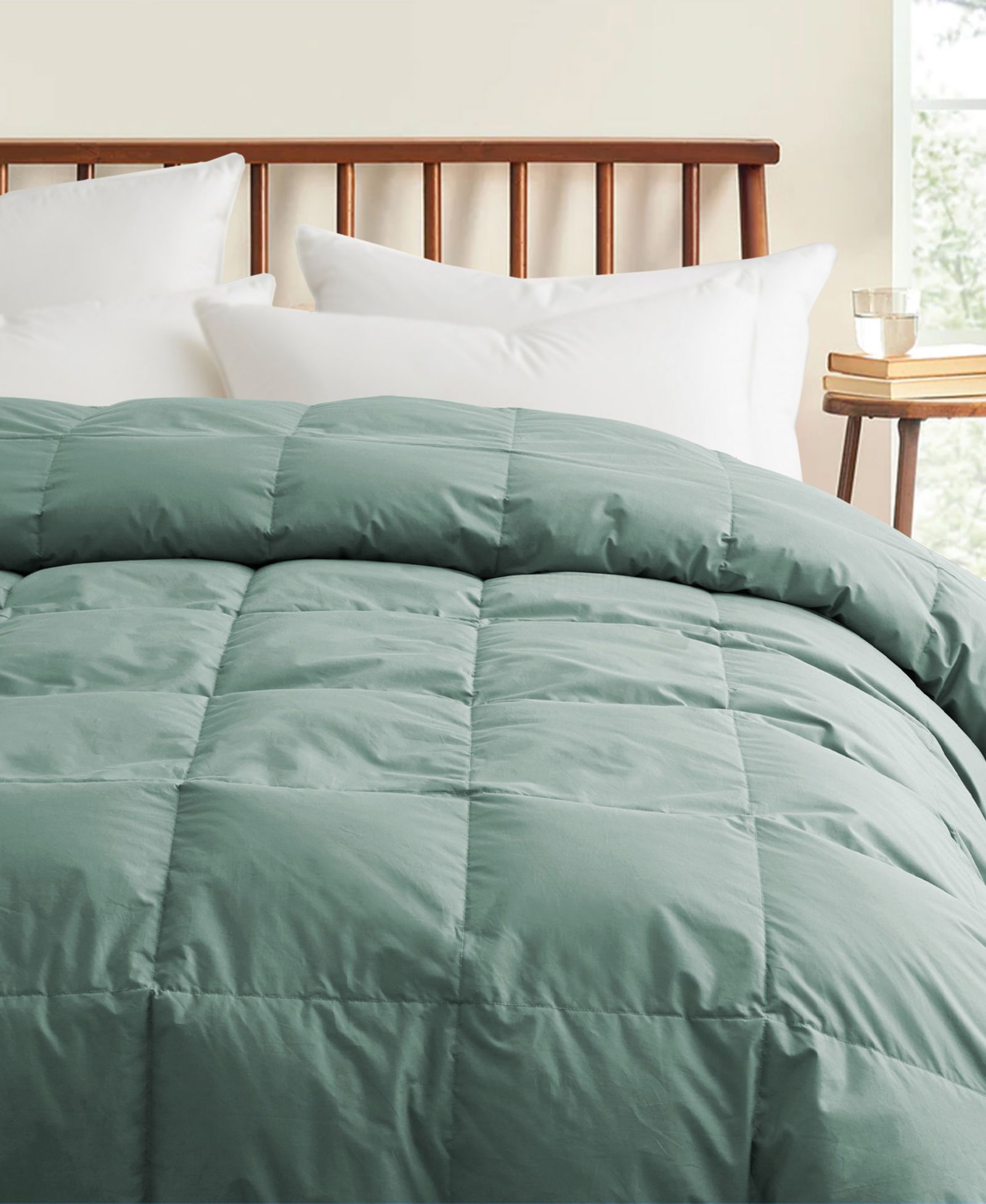 Unikome Cotton All Season Goose Feather Down Comforter, Full/Queen