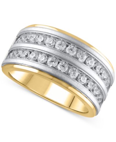 Мужское кольцо Diamond Double Row Band 10k Two-Tone Gold