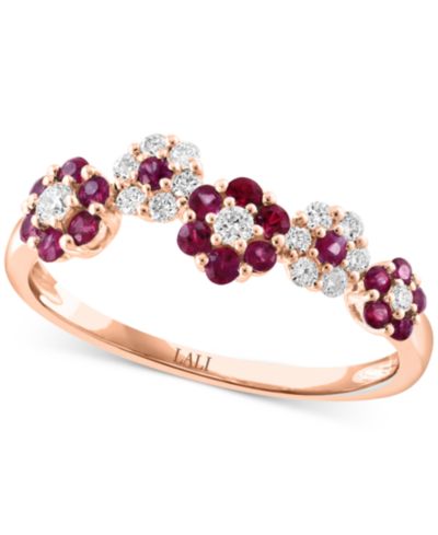 Кольцо с рубином (0.42 ct. t.w.) и бриллиантом (0.18 ct. t.w.) в 14k Rose Gold