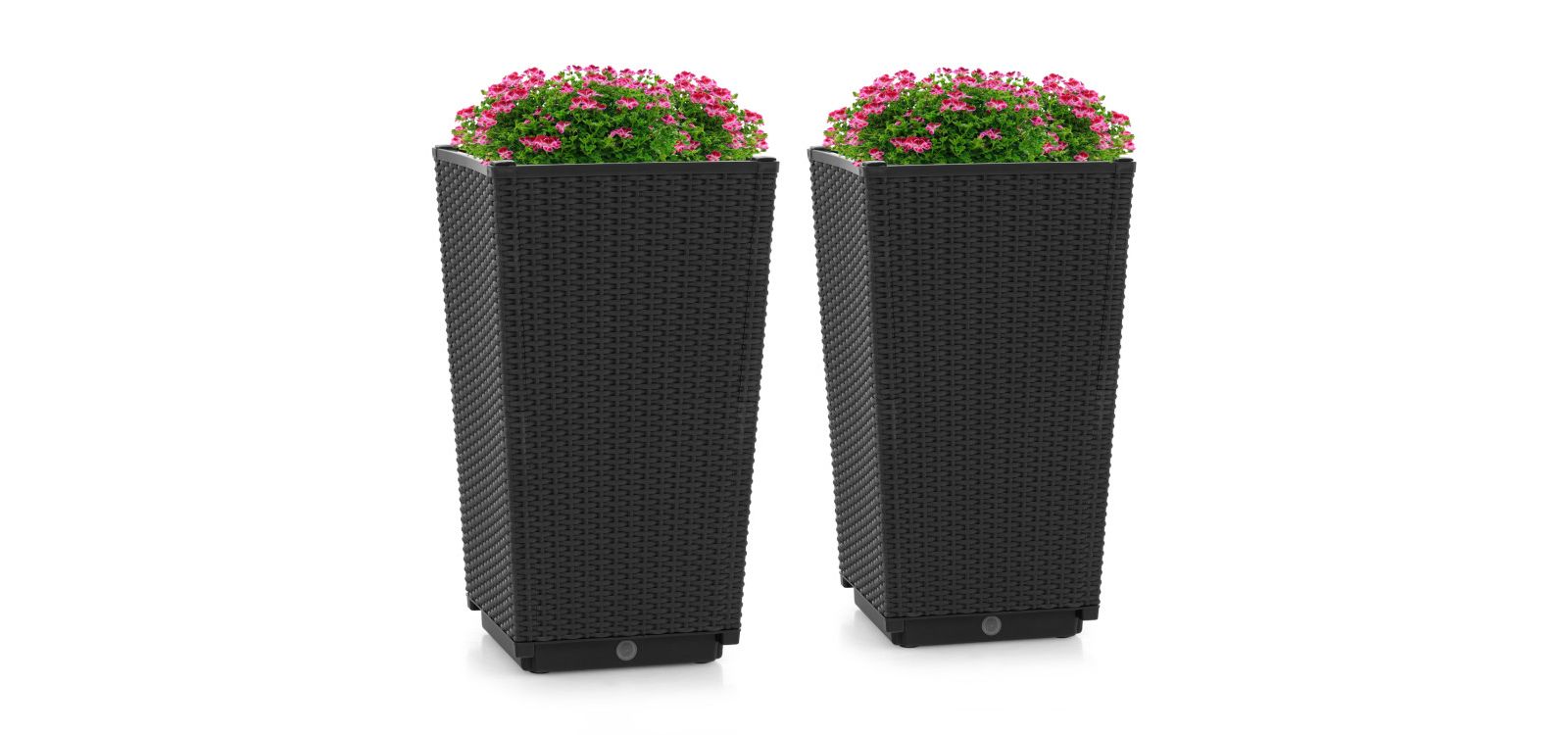 Slickblue Set of 2 Outdoor Wicker Flower Pot with Drainage Hole