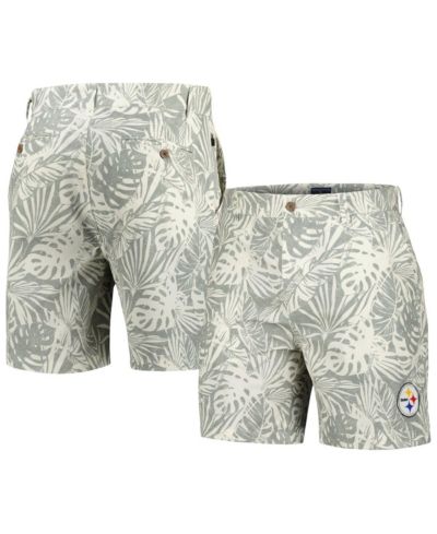 Margaritaville Мужские шорты Amphib с принтом Monstera серого цвета Pittsburgh Steelers