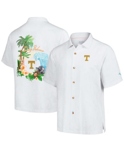 Tommy Bahama Мужская белая рубашка с коротким рукавом Tennessee Volunteers Castaway Game Camp Button-Up