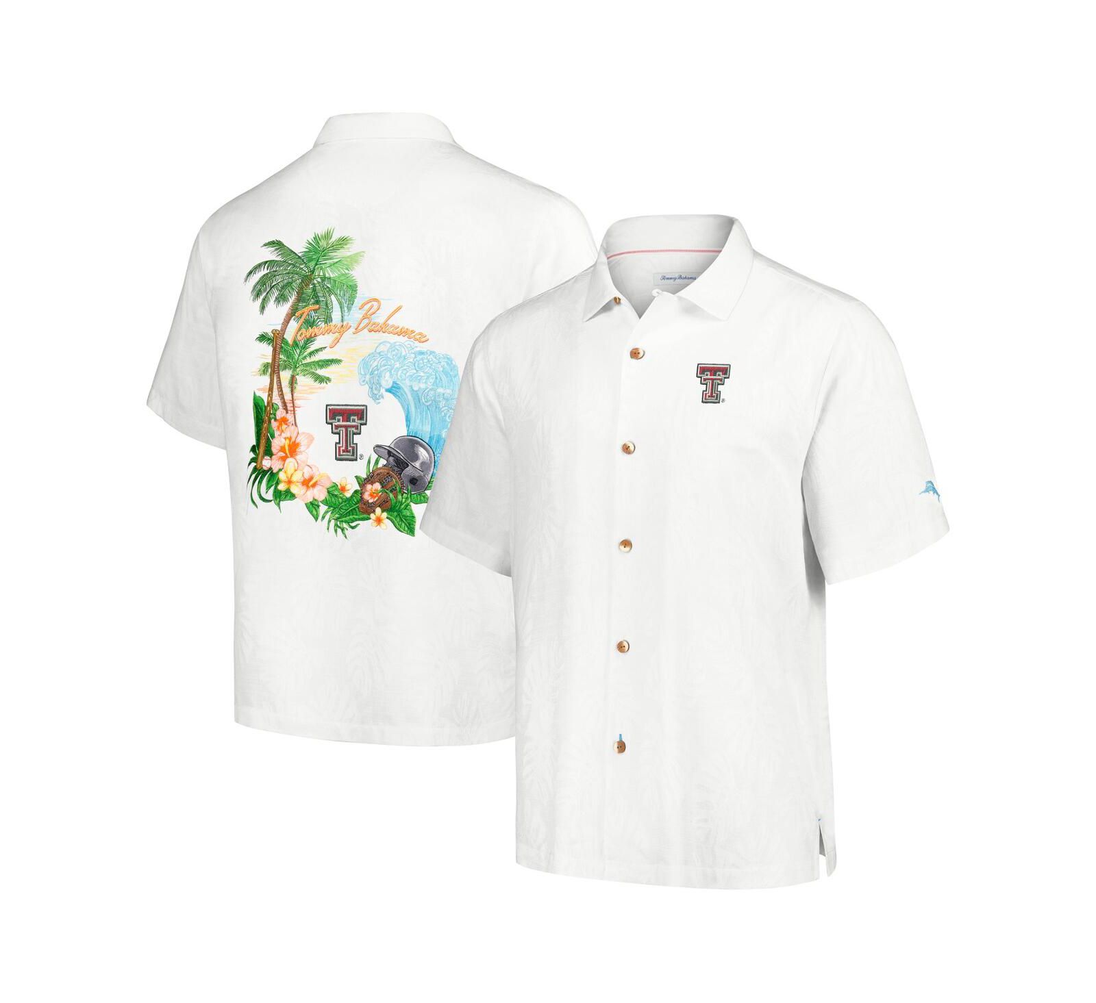 Мужская рубашка Tommy Bahama White Texas Tech Red Raiders Castaway Game Camp Button-Up