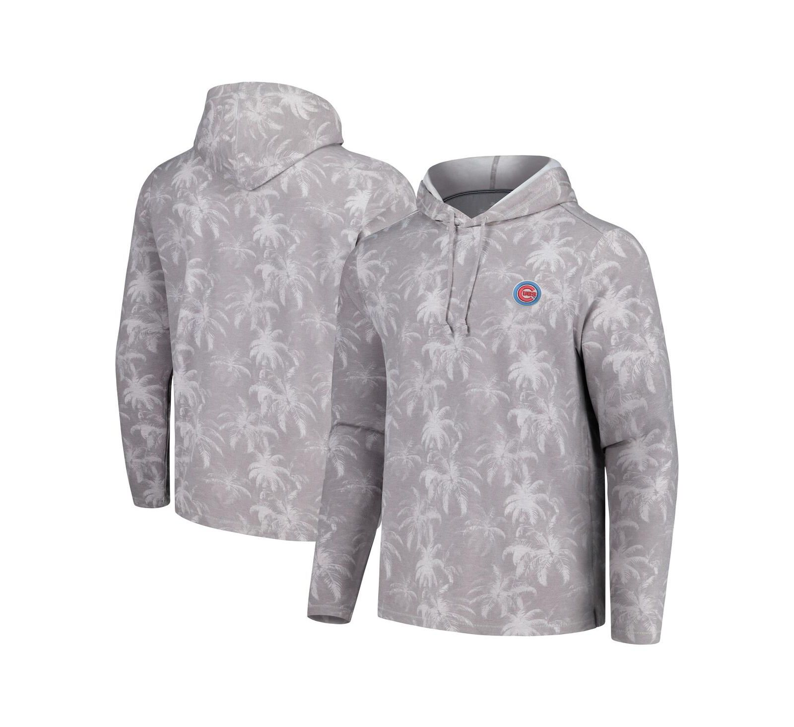 Tommy Bahama Men's Gray Chicago Cubs Palm Frenzy Hoodie Long Sleeve T-Shirt