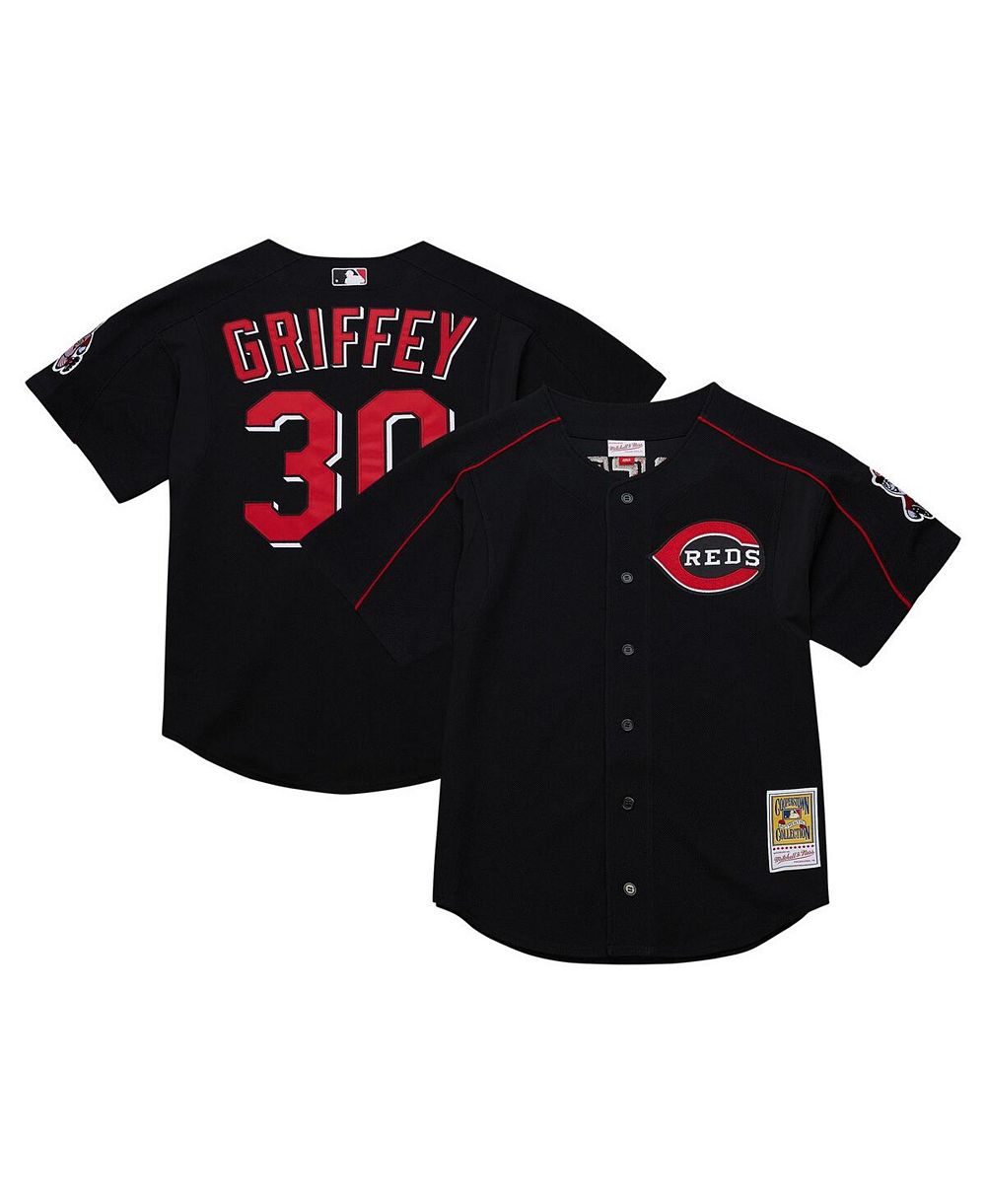Мужская джерси Mitchell & Ness Ken Griffey Jr. Black Cincinnati Reds Cooperstown Collection Authentic Mesh Batting Practice
