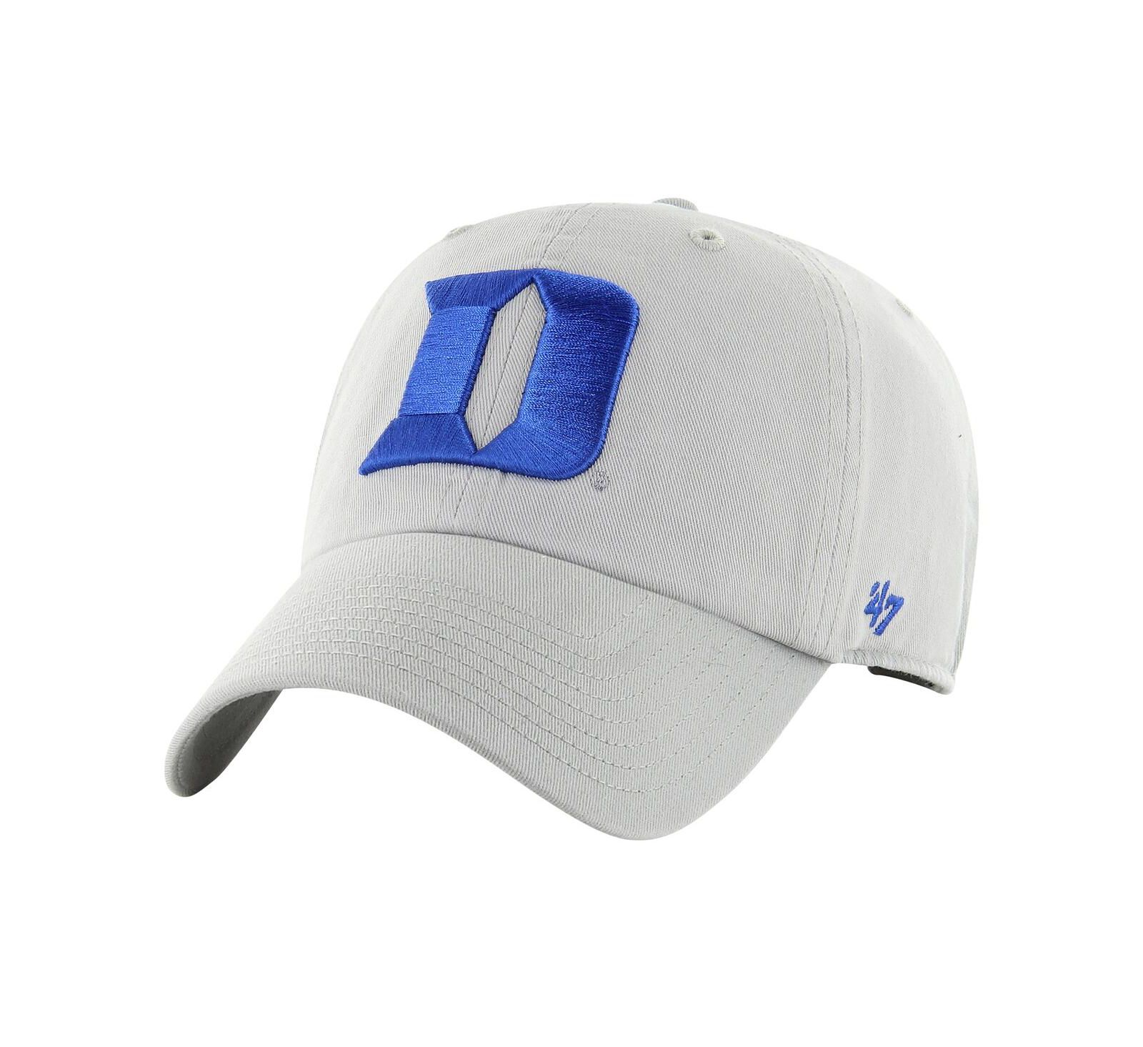Мужская бейсболка '47 Brand Gray Duke Blue Devils Clean Up Adjustable