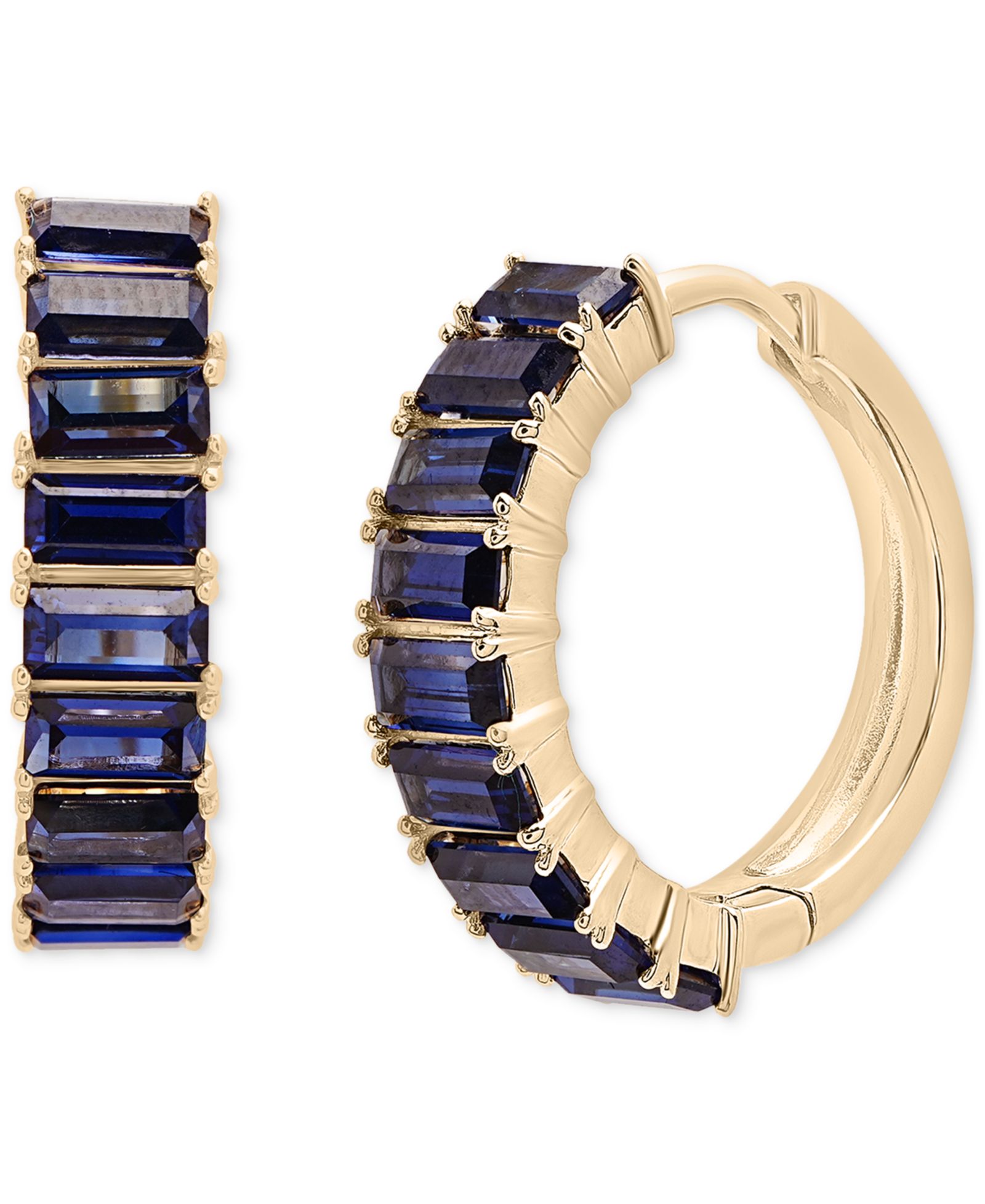 Серьги-кольца Nano Emerald Color Small в золотом покрытии Gold Vermeil