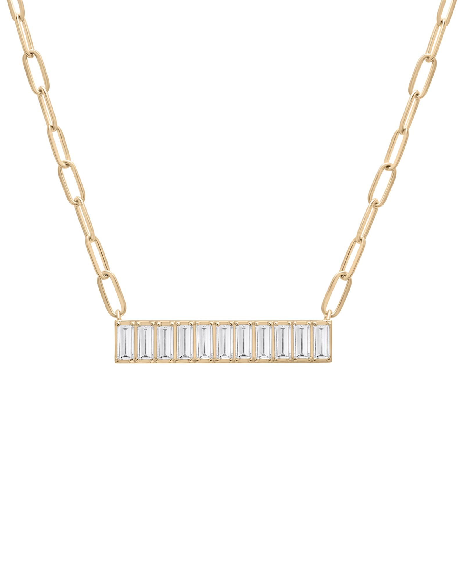 Подвеска-кулон Nano Emerald Color Baguette Bar в Gold Vermeil, 17" (также в цветах Nano White Sapphire, Nano Ruby и Blue Sapphire)