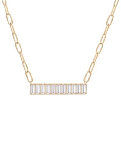 Подвеска-кулон Nano Emerald Color Baguette Bar в Gold Vermeil, 17" (также в цветах Nano White Sapphire, Nano Ruby и Blue Sapphire)