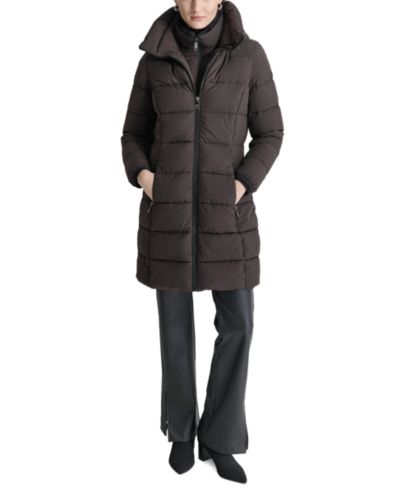 Женский DKNY Puffer Coat с капюшоном и молнией