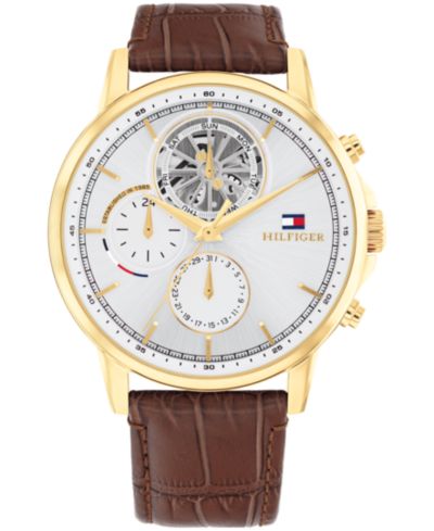 Мужские часы Tommy Hilfiger Multifunction Brown Leather 44mm