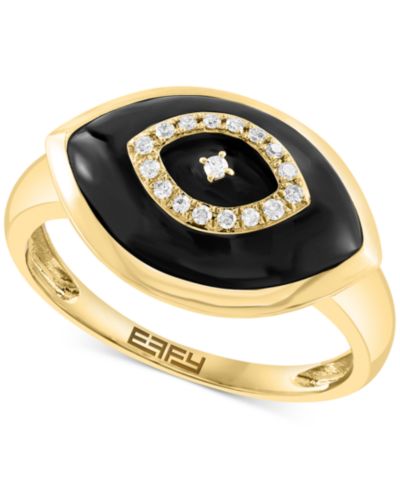 EFFY® Кольцо Onyx & Diamond (1/20 ct. t.w.) Evil Eye Statement в 14k Gold