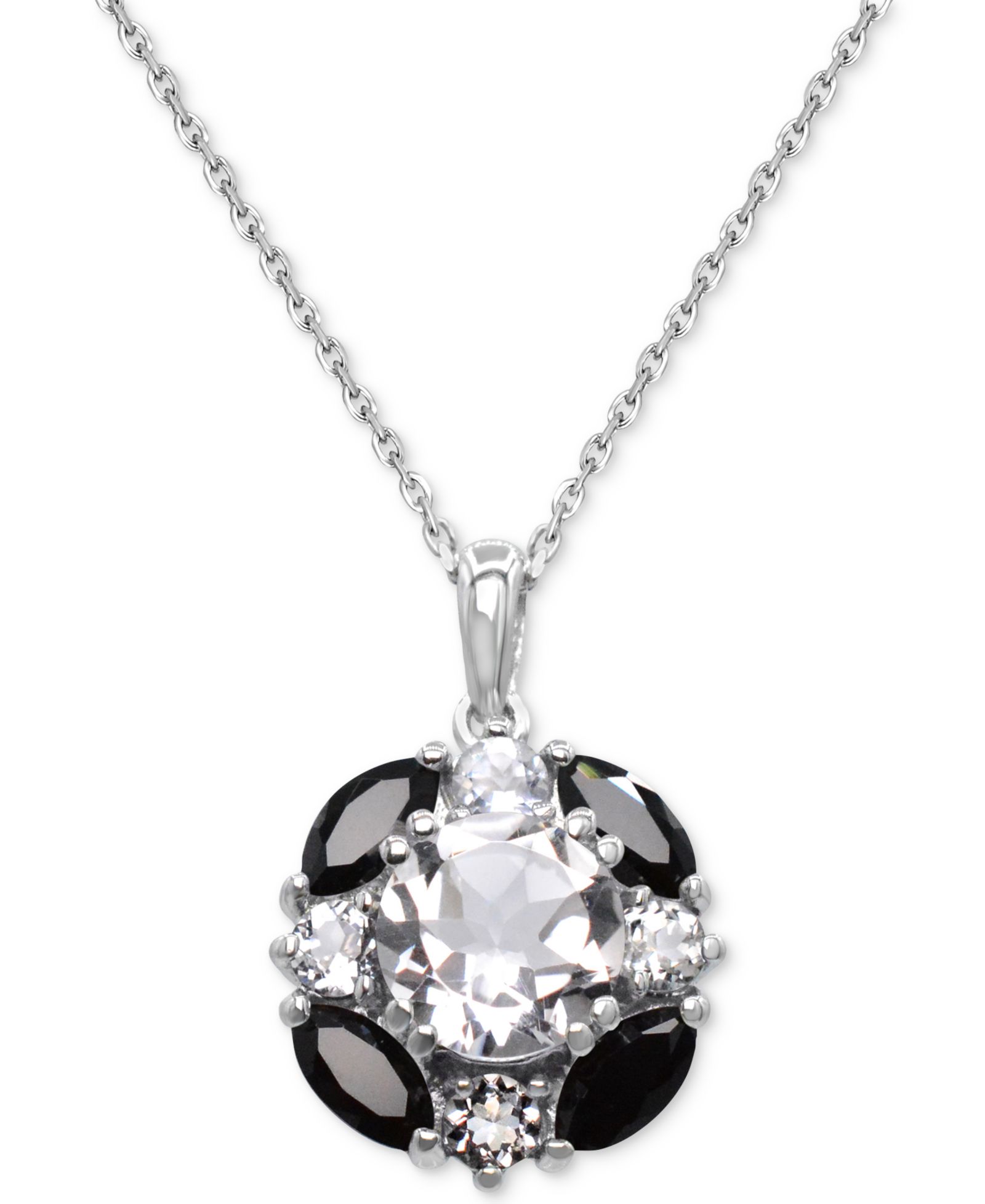 Подвеска-кулон Multi-Gemstone Round Cluster 18" из стерлингового серебра