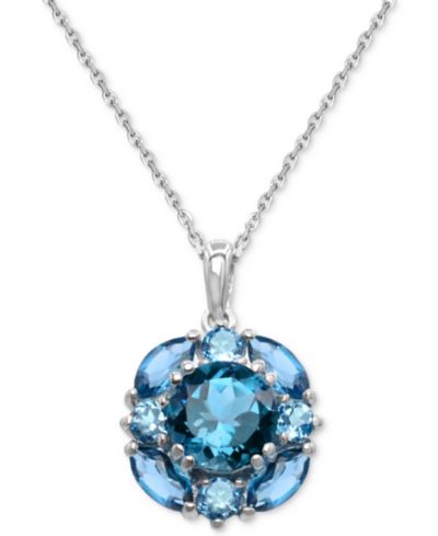 Подвеска-ожерелье London Blue Topaz & Swiss Blue Topaz в серебряном исполнении
