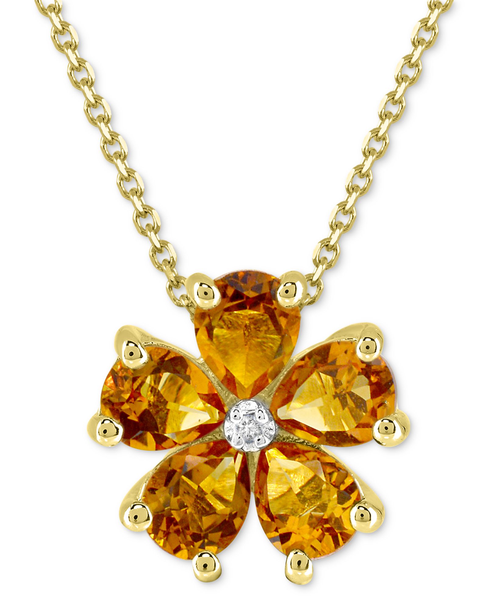 Подвеска-кулон с цитрином (3-1/4 ct. t.w.) и бриллиантовым акцентом в 14k позолоченном стерлинговом серебре