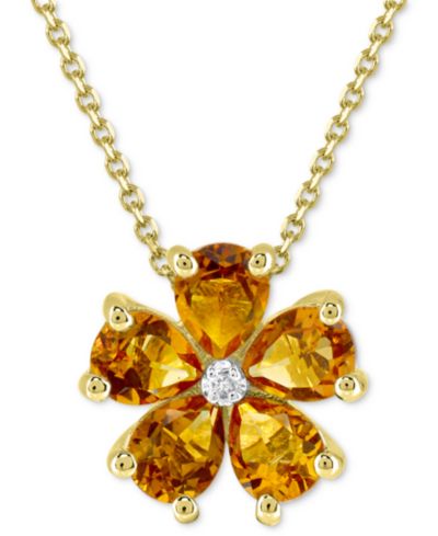 Подвеска-кулон с цитрином (3-1/4 ct. t.w.) и бриллиантовым акцентом в 14k позолоченном стерлинговом серебре