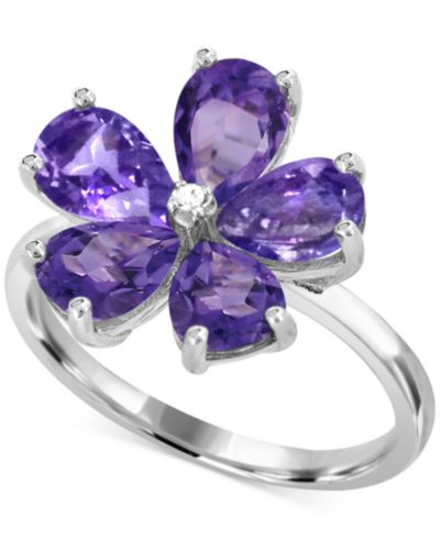 Кольцо с аметистом (3-1/4 ct. t.w.) и бриллиантовым акцентом из стерлингового серебра