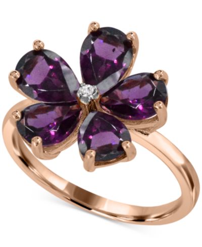Кольцо с розовым золотом и бриллиантовыми акцентами Rhodolite 3-1/2 ct. t.w. и фианитом