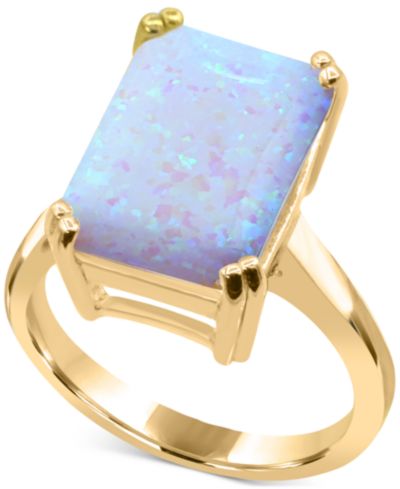 Кольцо Giani Bernini Lab-Grown Opal Emerald-Cut Statement в серебре Sterling Silver 14k Gold-Plated