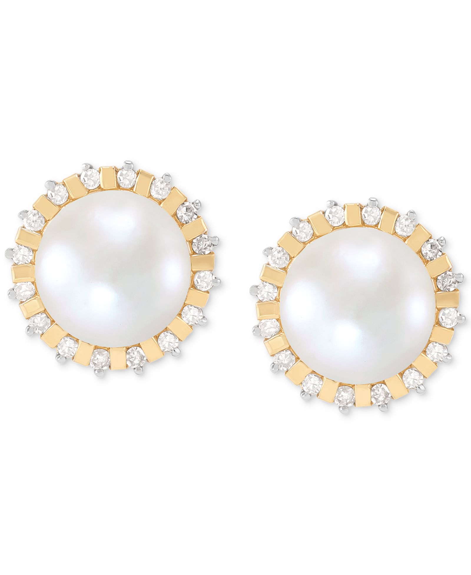 Серьги-гвоздики Honora с жемчугом и бриллиантами в золоте 14k