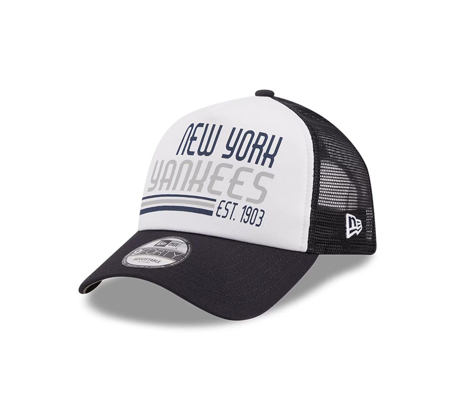 Мужская кепка New Era New York Yankees Stacked A-Frame Trucker 9Forty, белый/темно-синий