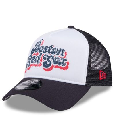 Кепка New Era Women's White/Navy Boston Red Sox Throwback Team Foam Front A-Frame Trucker 9Forty Adjustable