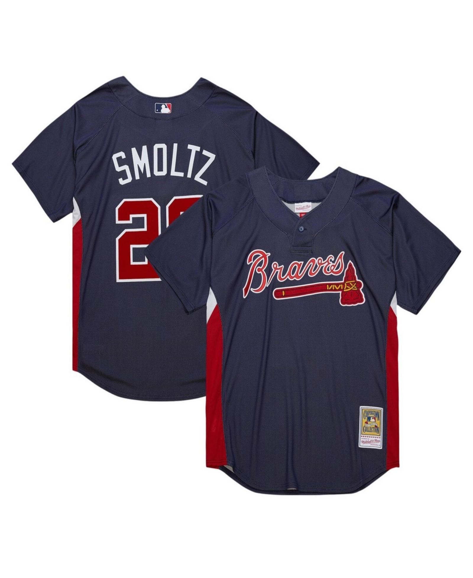Мужская джерси Mitchell Ness John Smoltz, команда Atlanta Braves, сетка mesh