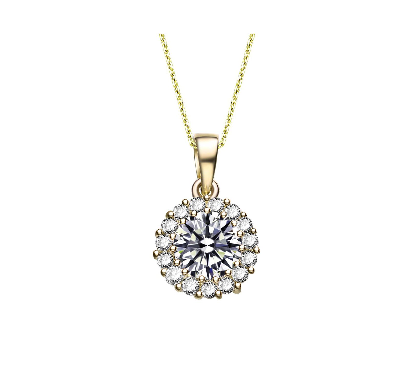 Ожерелье Genevive Minimalist Sterling Silver Brilliant CZ Round Halo