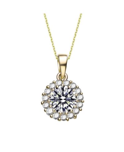 Ожерелье Genevive Minimalist Sterling Silver Brilliant CZ Round Halo