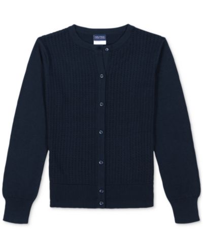 Nautica Little Girls Uniform Pointelle Cardigan