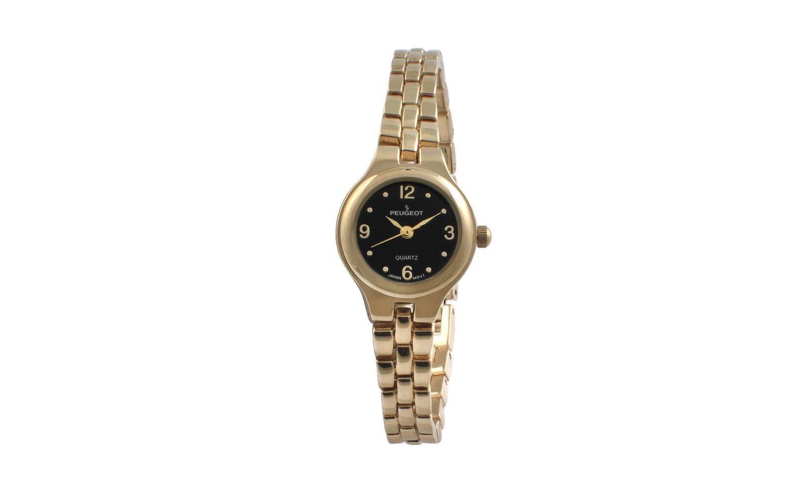 Женские часы Peugeot Small Face Gold-Tone Link с золотистым браслетом