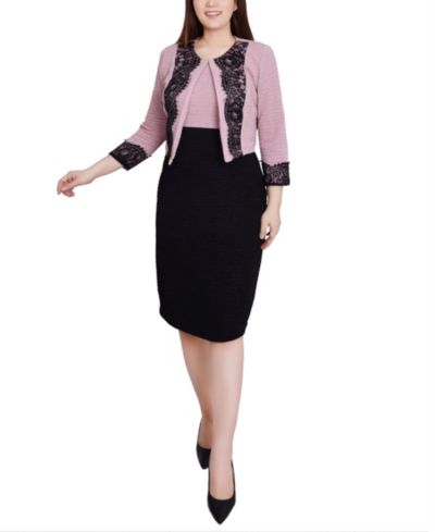 NY Collection Женский комплект из 2 вязаных платьев с кружевом, Petite